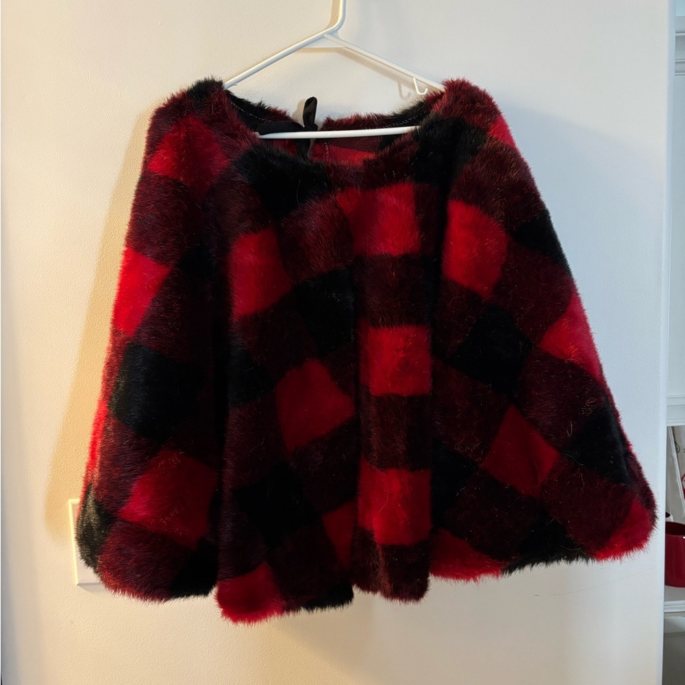 Red Black Plaid Soft Faux Fur Christmas Tree Skirt - 52” Diameter